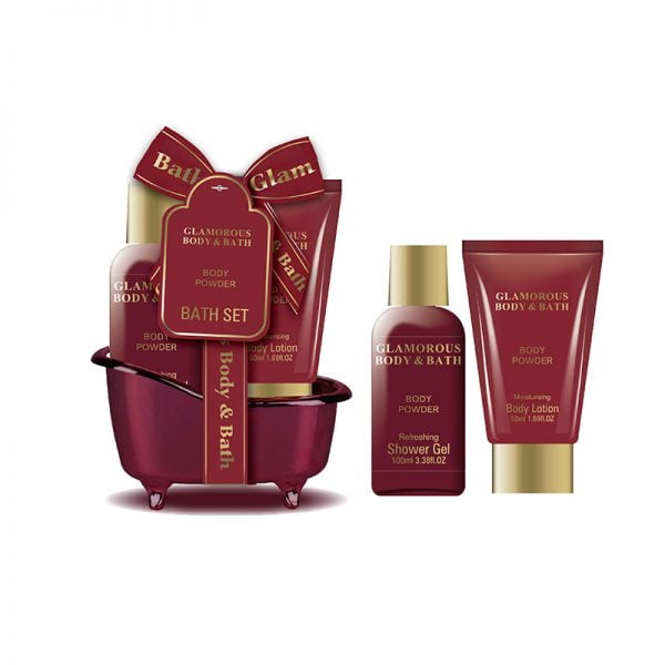 Red Bath Tube Gift Set Body Powder 100ml+50ml