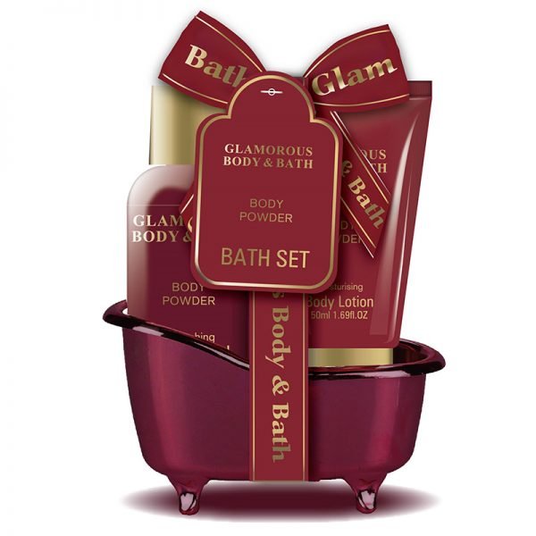 Red Bath Tube Gift Set Body Powder 100ml+50ml