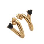 Σκουλαρίκια Ατσάλινα κρίκοι με κρυστάλλινη καρδιά