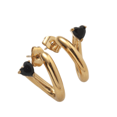 Σκουλαρίκια Ατσάλινα κρίκοι με κρυστάλλινη καρδιά Σκουλαρίκια Ατσάλινα κρίκοι με κρυστάλλινη καρδιά